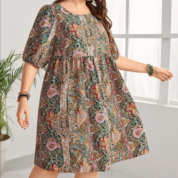 Boho floral paisley print smock dress - Picture 7 of 10